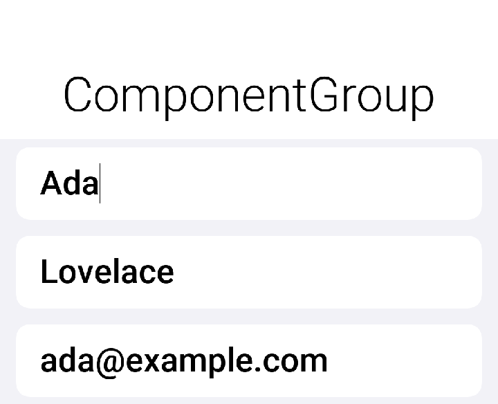 ComponentGroup adapts the UIID’s of the components added so you can style them