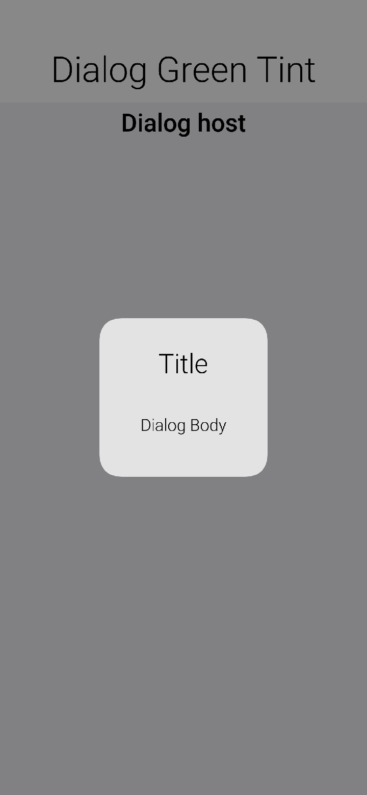 Dialog with green tinted background