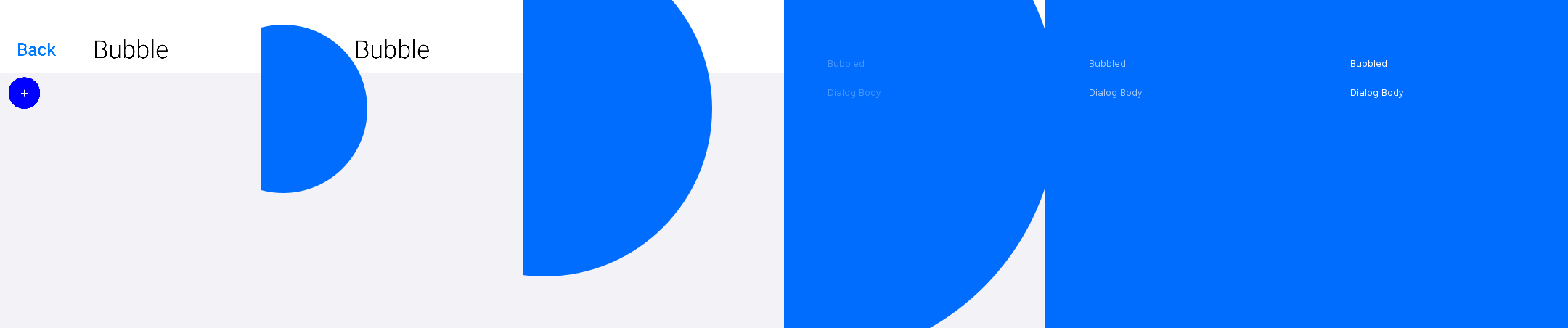 Bubble transition converting a circular button to a Dialog