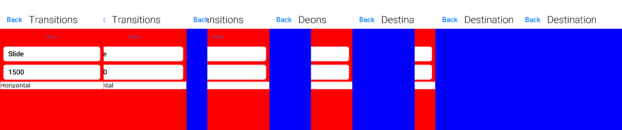 The slide transition moves both incoming and outgoing forms together